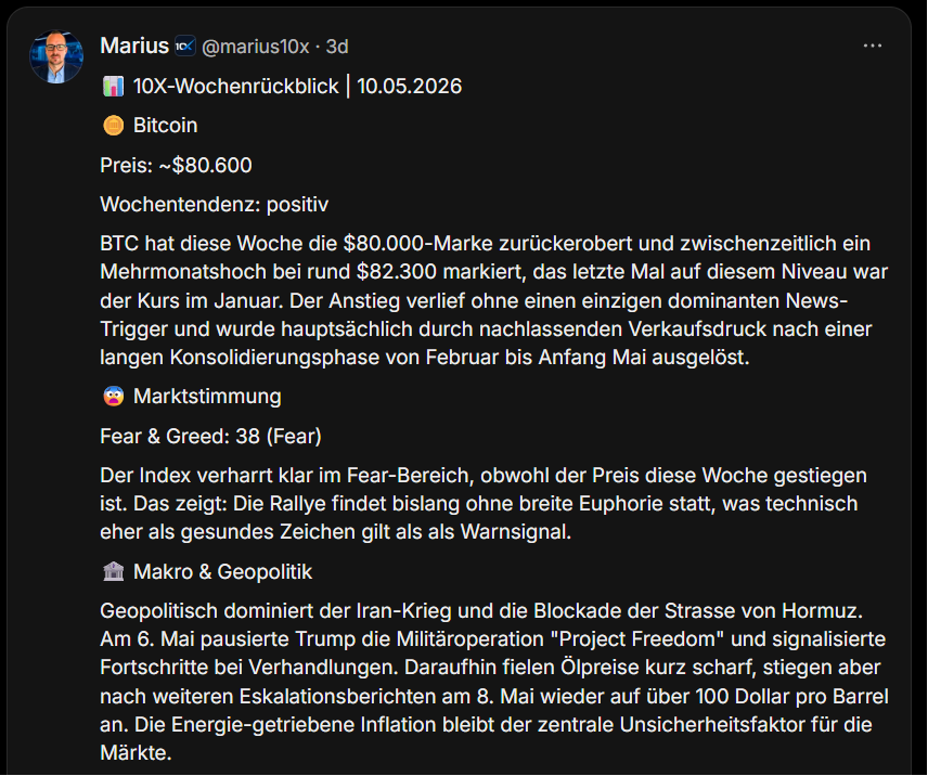Markt und News Vorschau im 10X-Insider